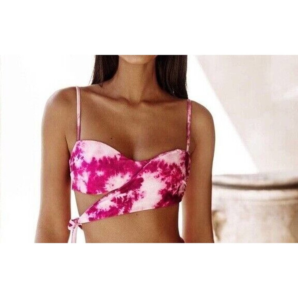 Women’s Pink Tie-Dye Wrap Bikini Top